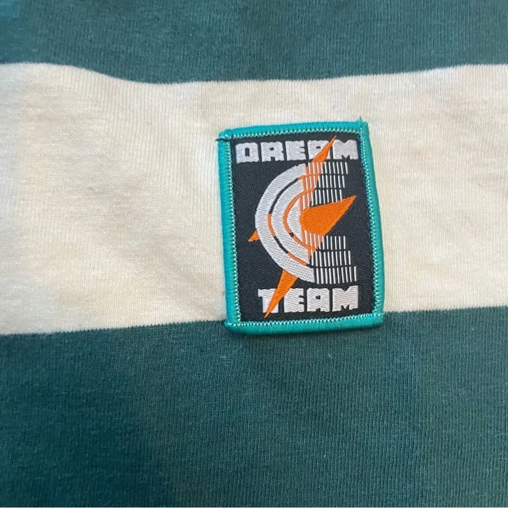 CRITICAL SLIDE Dream Team Tee Green & White Stripe Stripe Graphic T-Shirt